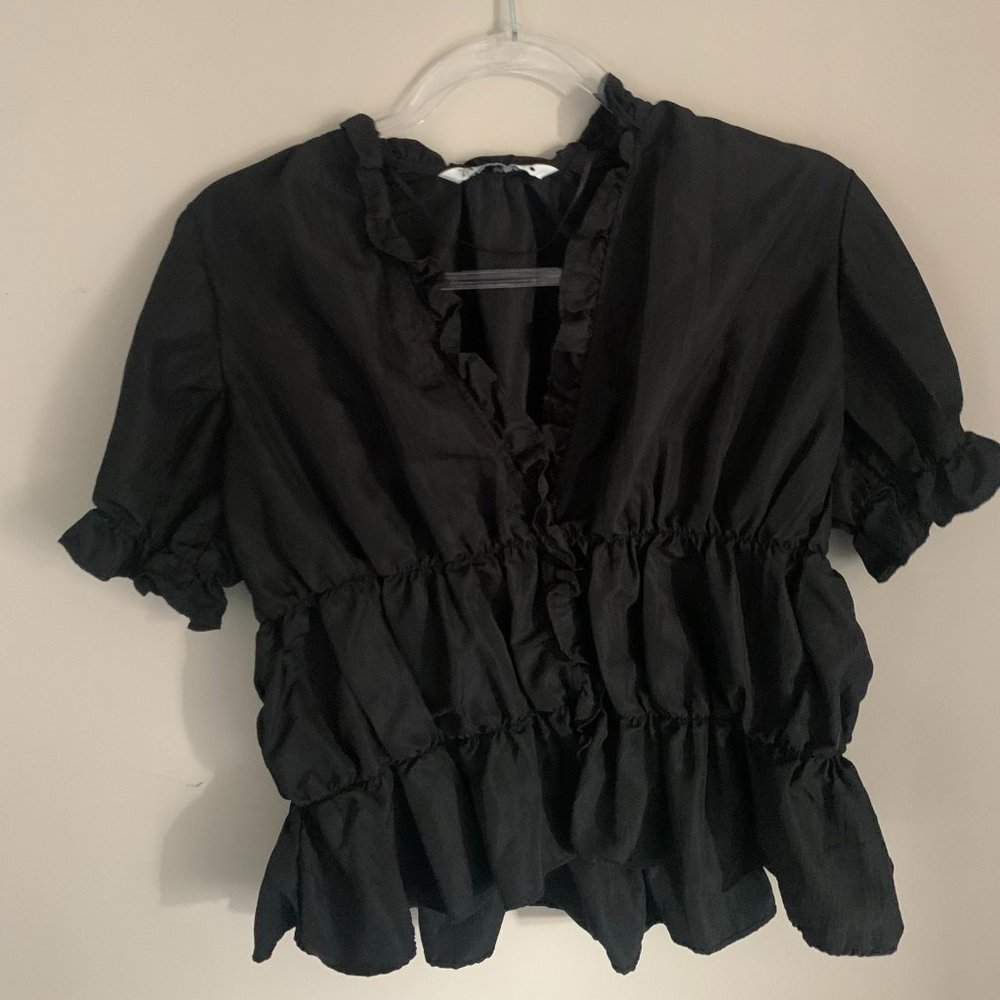 Zara Black Ruffle Shirt